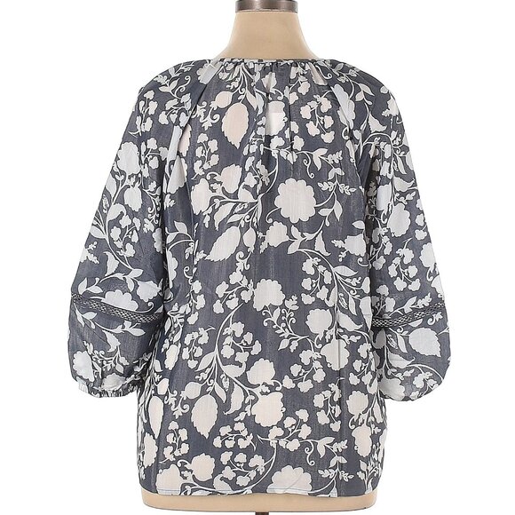 Como Blu Long Sleeve Blue Floral Blouse 1X - Picture 2 of 2